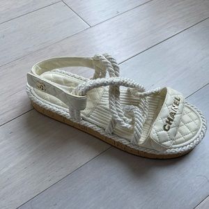 Chanel Cord Lambskin Quilted Logo Sandals size 40